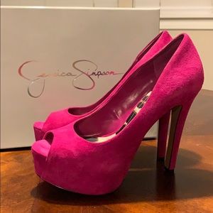 Jessica Simpson - Bermuda Pink Suede Peep Toe Pump